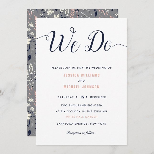 We Do Floral Wedding Invitations (Front/Back)