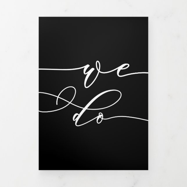 We do Formal Black Modern Wedding Tri-Fold Card (Cover)