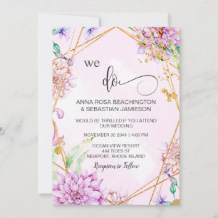 *~* WE DO Geometric RSVP Floral AR15 QR Wedding Invitation