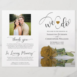 We Do! Gold Ochre Rose Modern Wedding Program
