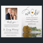 We Do! Gold Ochre Rose Modern Wedding Program<br><div class="desc">This beautiful wedding program is both modern and elegant. The DIY folded design features modern script lettering on the front reading "we do" with the names of the couple and wedding date/location. There is a photo of a beautiful long-stemmed gold ochre or mustard yellow coloured rose reflecting in a pool...</div>