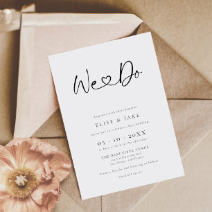 We Do Heart Font Wedding Invitation