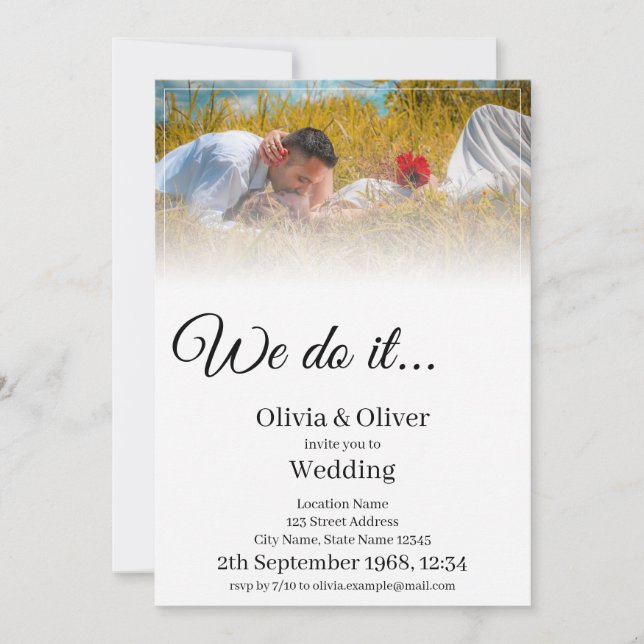 We do it - Kissing Couple on a Meadow Announcement (Front)