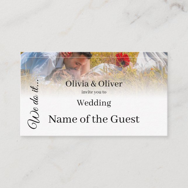 We do it - Kissing Couple on a Meadow Place Card (Front)