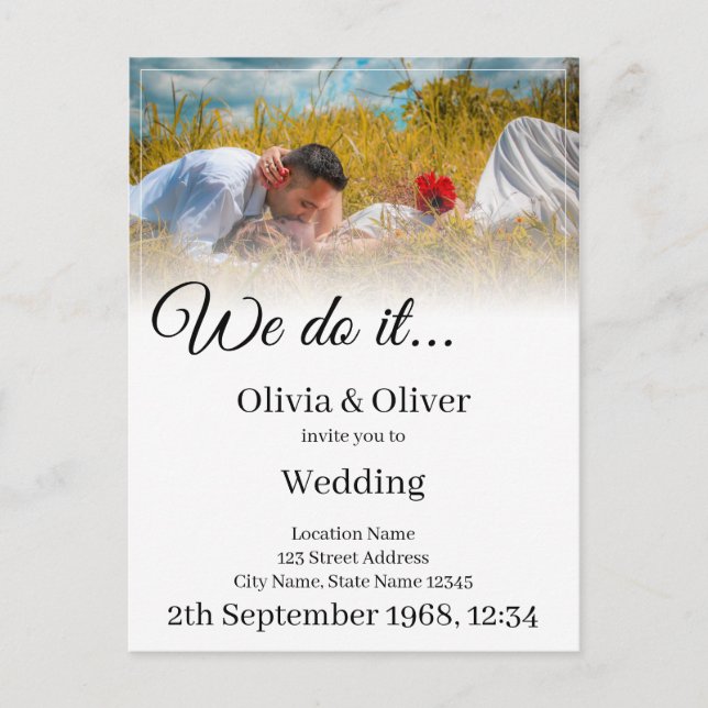 We do it - Kissing Couple on a Meadow Postcard (Front)