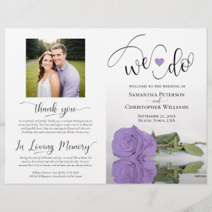 We Do! Lavender Purple Rose Modern Wedding Program