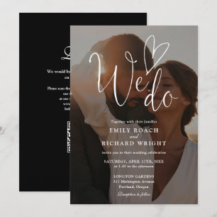 We Do Love Elegant Script QR Code Photo Wedding Invitation