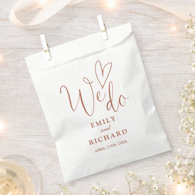 We Do Love Heart Elegant Terracotta Wedding Favour Bags (Clipped)