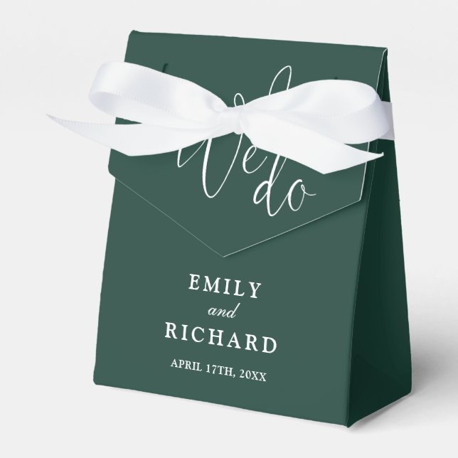 We Do Love Heart Emerald Green Wedding Favour Box (Front Side)