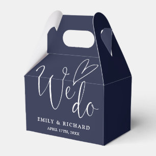 We Do Love Heart Navy Blue Wedding Favour Box