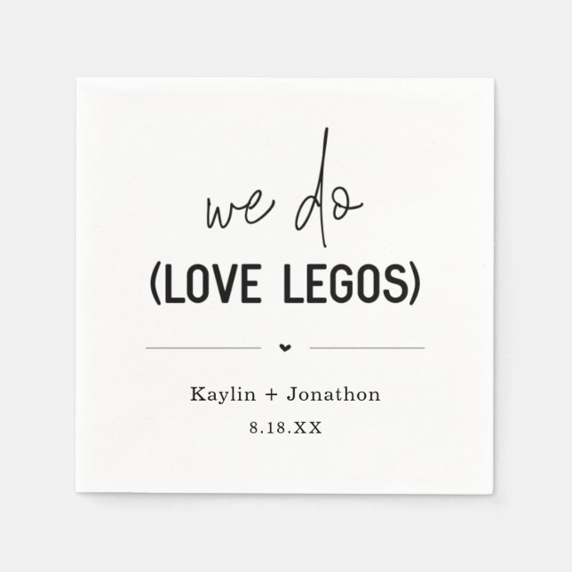 We Do Love Legos Wedding Bridal Shower Napkins (Front)