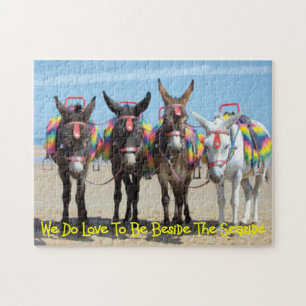 We Do Love To Be Beside The Seaside Cute Donkeys Jigsaw Puzzle