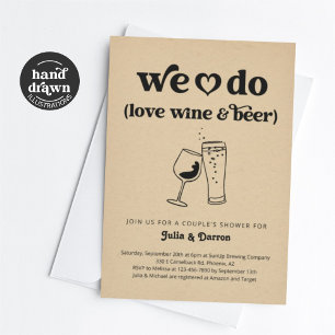 We Do Love Wine & Beer Couples Shower Engagement Invitation