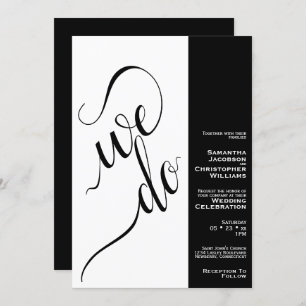 We Do Minimalist 2 Pane Elegant White Wedding Invitation