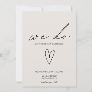 We Do Minimalist Beige Heart Photo Save The Date