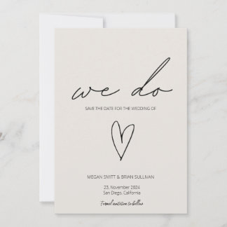 We Do Minimalist Beige Heart Photo Save The Date