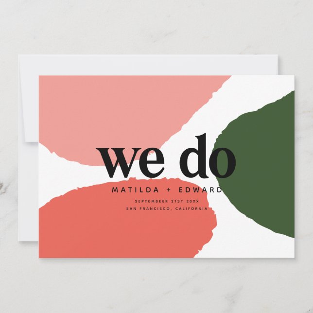 We do modern abstract graphic red, pink + green announcement (Front)