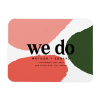 We do modern abstract graphic red, pink + green