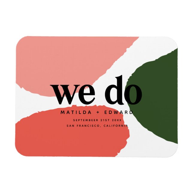We do modern abstract graphic red, pink + green magnet (Horizontal)