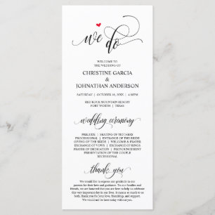 We do, Modern Black Script, Wedding Ceremony Programme