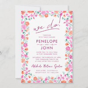 We Do Modern Boho Watercolor Floral Wedding Invitation