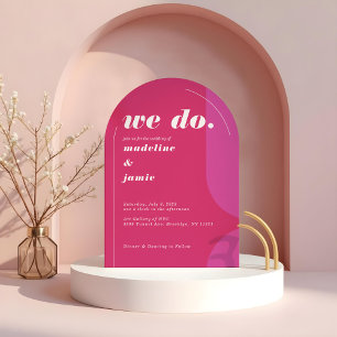 We Do Modern Bold Pink Magenta Retro Abstract Invitation