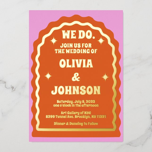 We Do Modern Bold Pink Orange Retro Wavy Arch (Front)