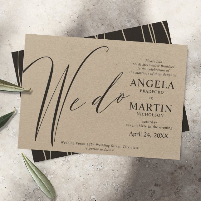 We Do Modern Simple Black Wedding Invitation (Creator Uploaded)