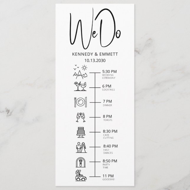 We Do Mountain Wedding Day Timeline Flat Program Programme (Front)