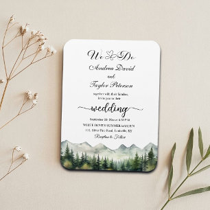 'We Do' Mountains and Pines Wedding Invitation Magnet
