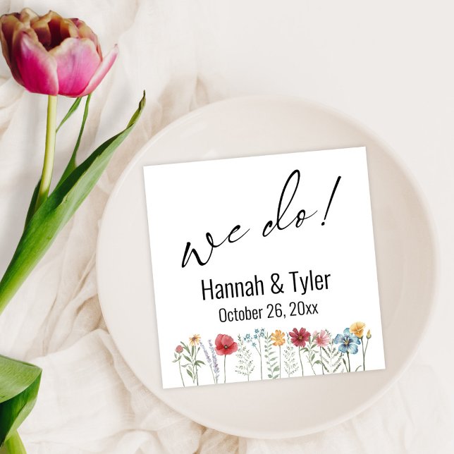 We Do! Multicolored Watercolor Meadow Wildflower Napkin (Creator Uploaded)