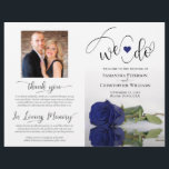 We Do! Navy Blue Rose Modern Wedding Program<br><div class="desc">This beautiful wedding program is both modern and elegant. The DIY folded design features modern script lettering on the front reading "we do" with the names of the couple and wedding date/location. There is a photo of a beautiful long-stemmed navy blue colored rose reflecting in a pool of water with...</div>