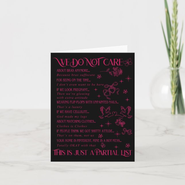 We Do Not Care  Card (Front)