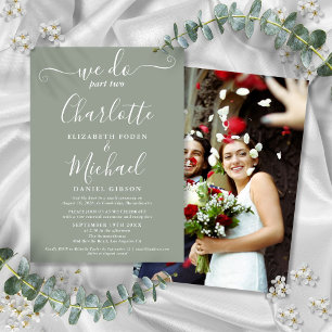 We Do Part Two Sage Green Wedding Photo Sequel  Invitation
