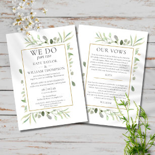 We Do Part Two Sequel Wedding Vows Greenery Invitation