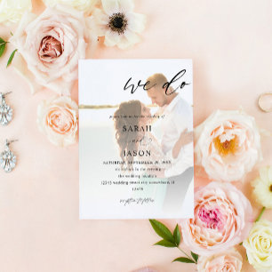 We Do Photo Calligraphy Wedding Invitation