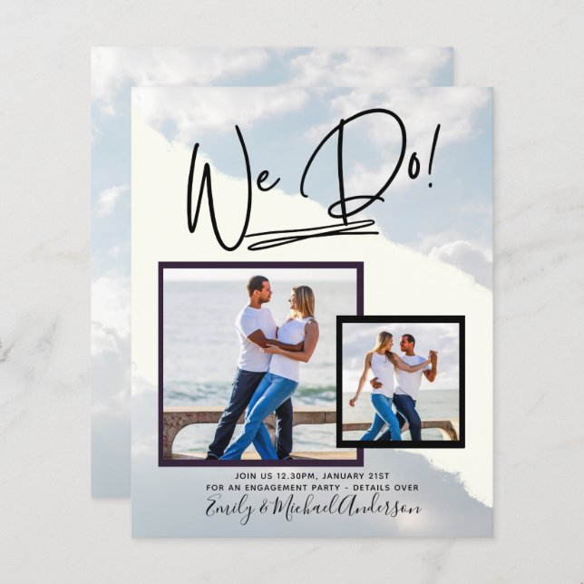 We Do! PHOTO Engagement Party Invitations Budget (Front/Back)
