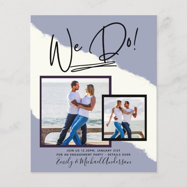 We Do! PHOTO Engagement Party Invitations Budget (Front)