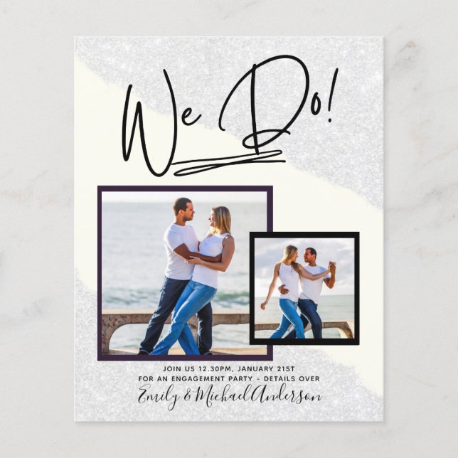 We Do! PHOTO Engagement Party Invitations Budget Flyer (Front)