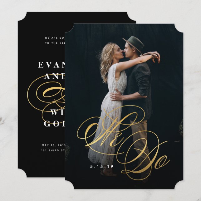 We Do Photo Wedding Invitation in Faux Foil (Front/Back)