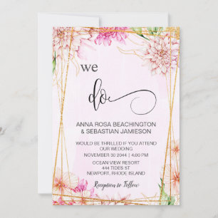 *~* WE DO Pink Pastel Floral RSVP AR15 QR Invitation