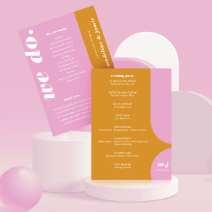 We Do Pink Retro Style Wedding Order of Service Programme