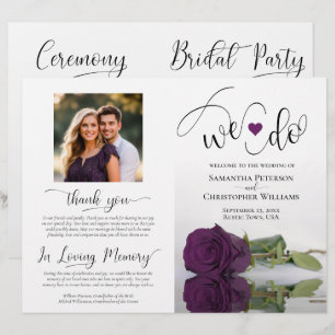 We Do! Plum Purple Rose DIY Fold Wedding Program
