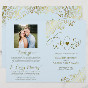 We Do! Powder Blue & Gold DIY Fold Wedding Program
