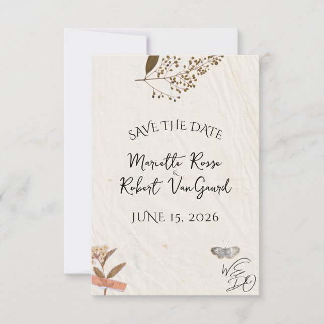 WE DO Pressed flowers Natural and Simple Wedding Save The Date (Front)