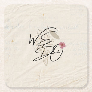 WE DO Pressed Flowers Shabby Garden Chic Program Square Paper Coaster