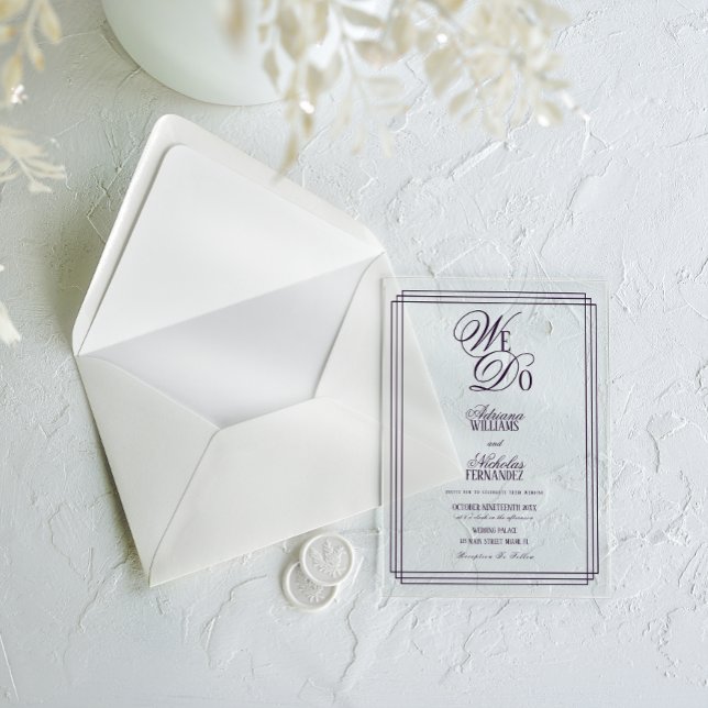 We Do Purple Old Money Wedding Acrylic Invitations (Creator Uploaded)