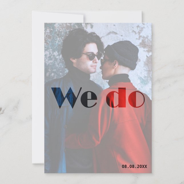 We Do - Red & Blue Autumn Wedding Invitation (Front)