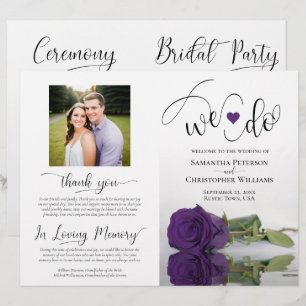 We Do! Royal Purple Rose DIY Fold Wedding Program