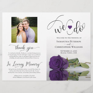 We Do! Royal Purple Rose Modern Wedding Program